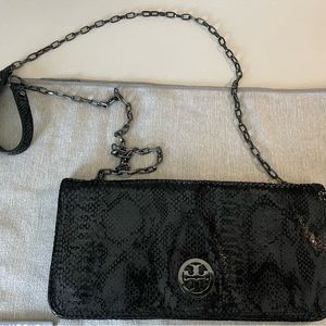 Tory Burch - Chain - Snake Print Wallet - Black